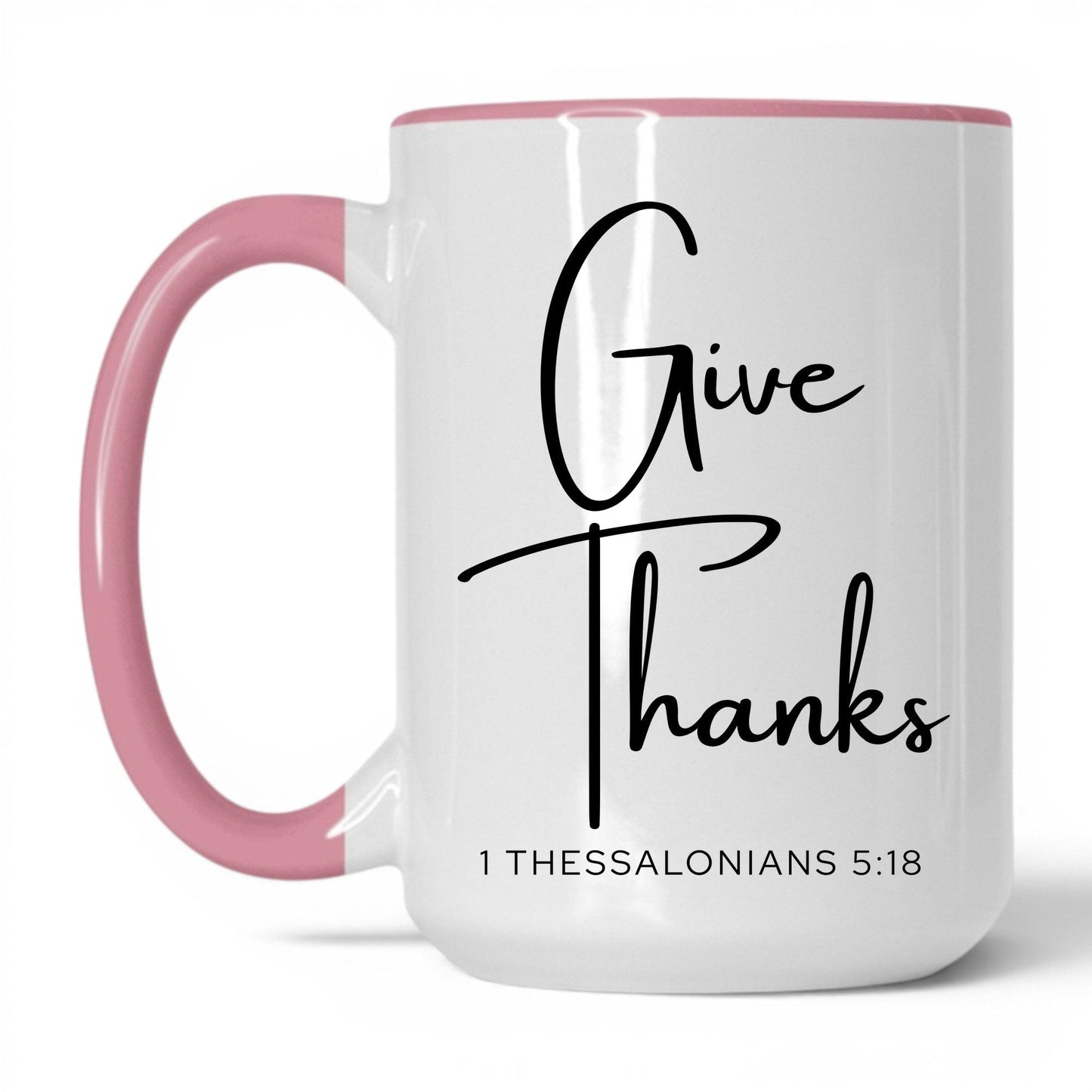 Give Thanks Mug – 11oz White/Pink Mug