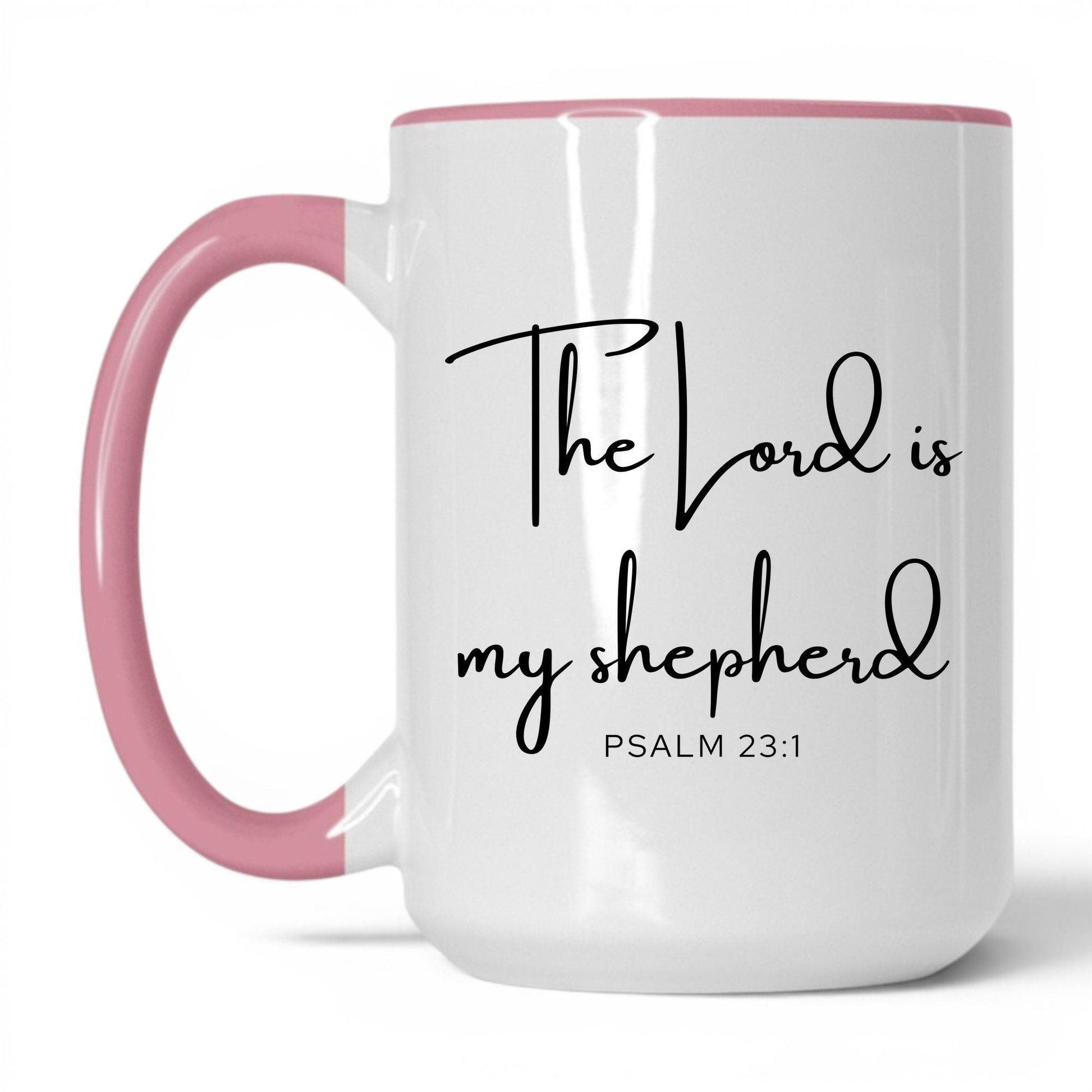The Lord Is My Shepherd Coffee Mug – 11oz White/Pink Mug