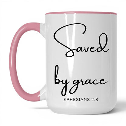 Saved by Grace Mug – 11oz White/Pink Mug
