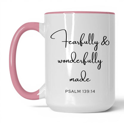 Fearfully and Wonderfully Made Mug – 11oz White/Pink Mug