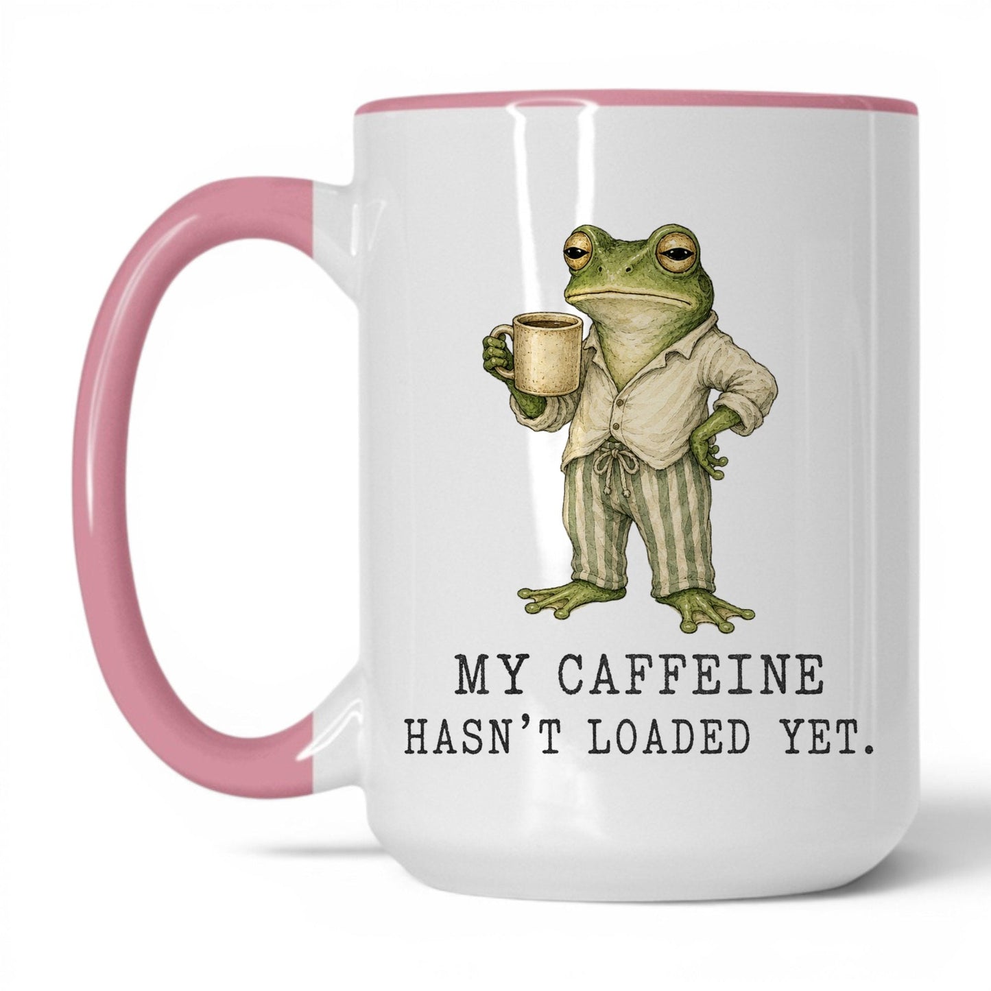 Not a Morning Person Frog Mug – 15oz White/Pink Mug