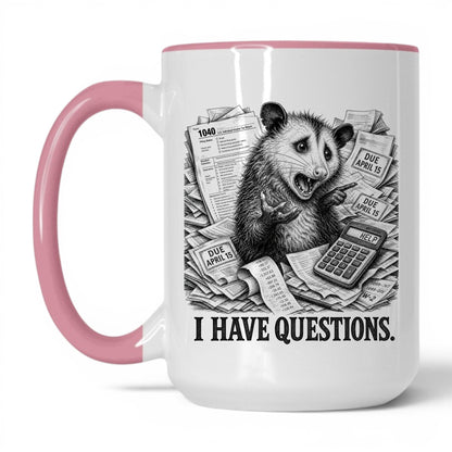 I Have Questions Opossum Coffee Mug