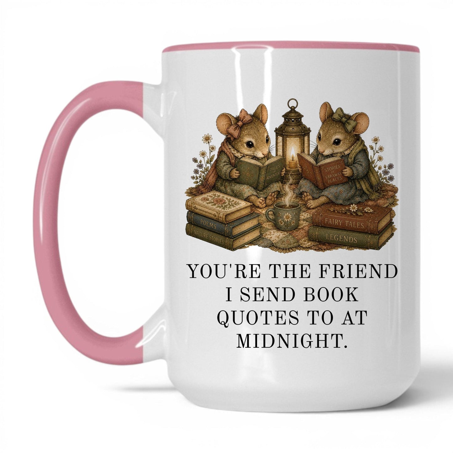 Midnight Book Quotes Mug – 15oz White/Pink Mug