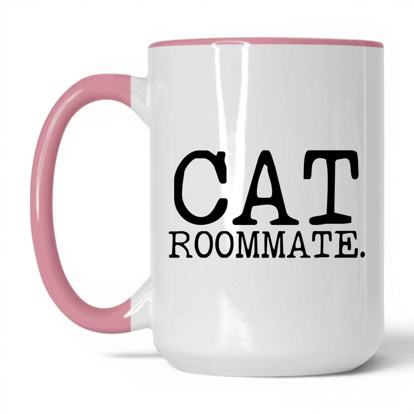 Cat Roommate 15oz white and pink coffee mug