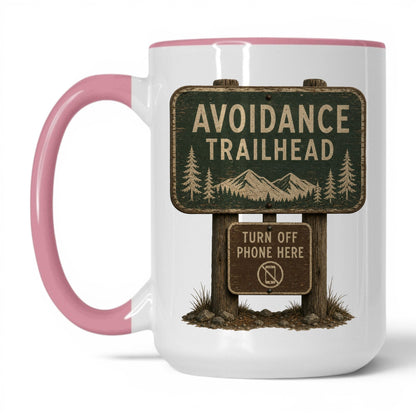 Avoidance Trailhead Mug – 15oz Pink Mug