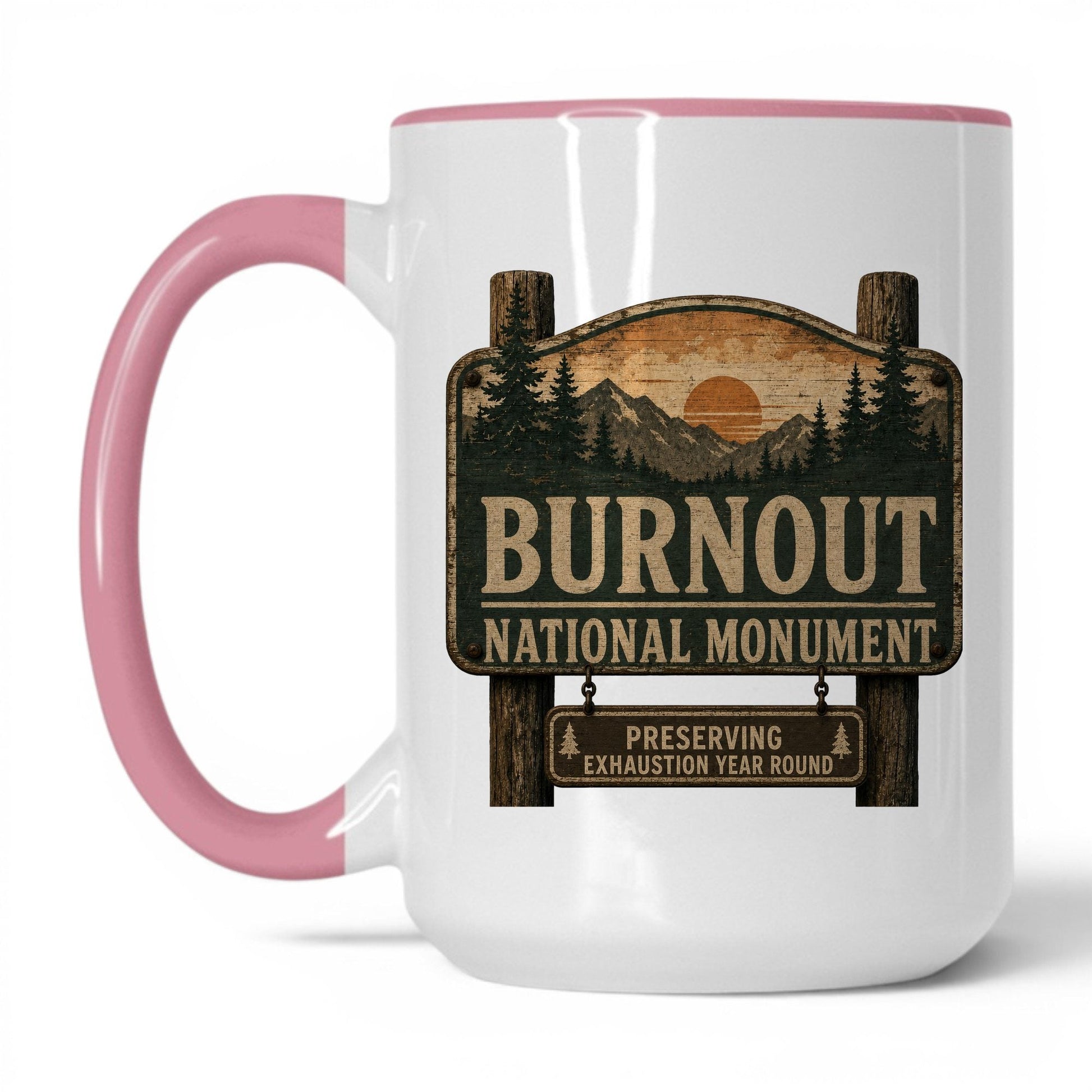 Burnout National Monument Mug – 15oz White/Pink Mug