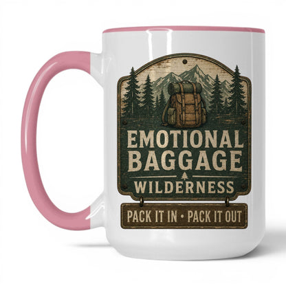 Emotional Baggage Wilderness Mug – 15oz White/Pink Mug