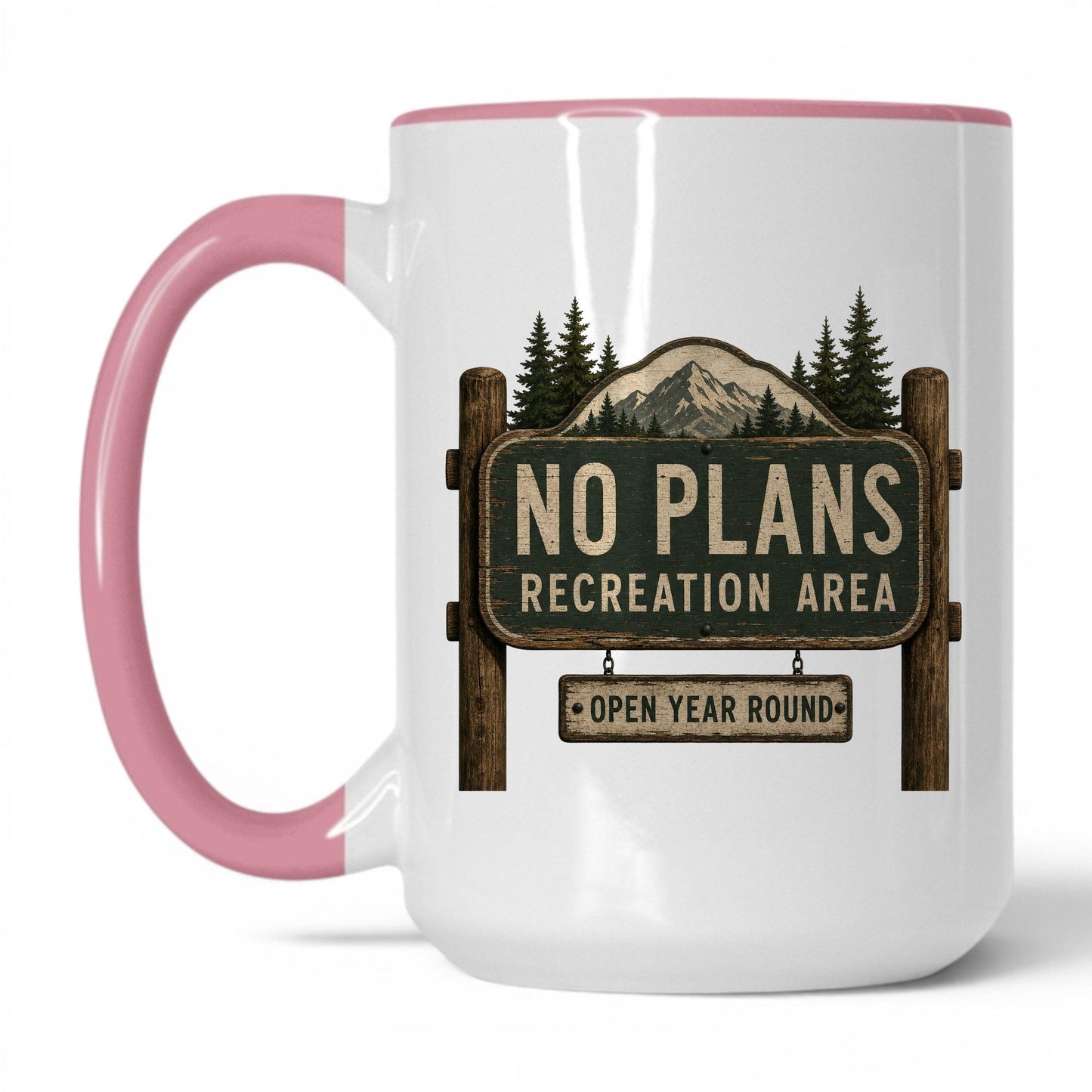 No Plans Recreation Area Mug – 15oz White/Pink Mug