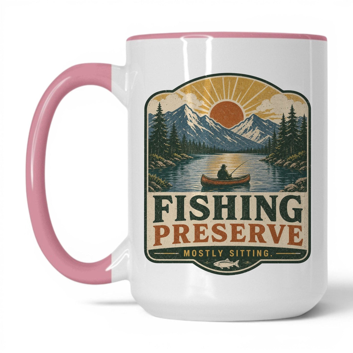 Fishing Preserve Mug – 15oz White/Pink Mug