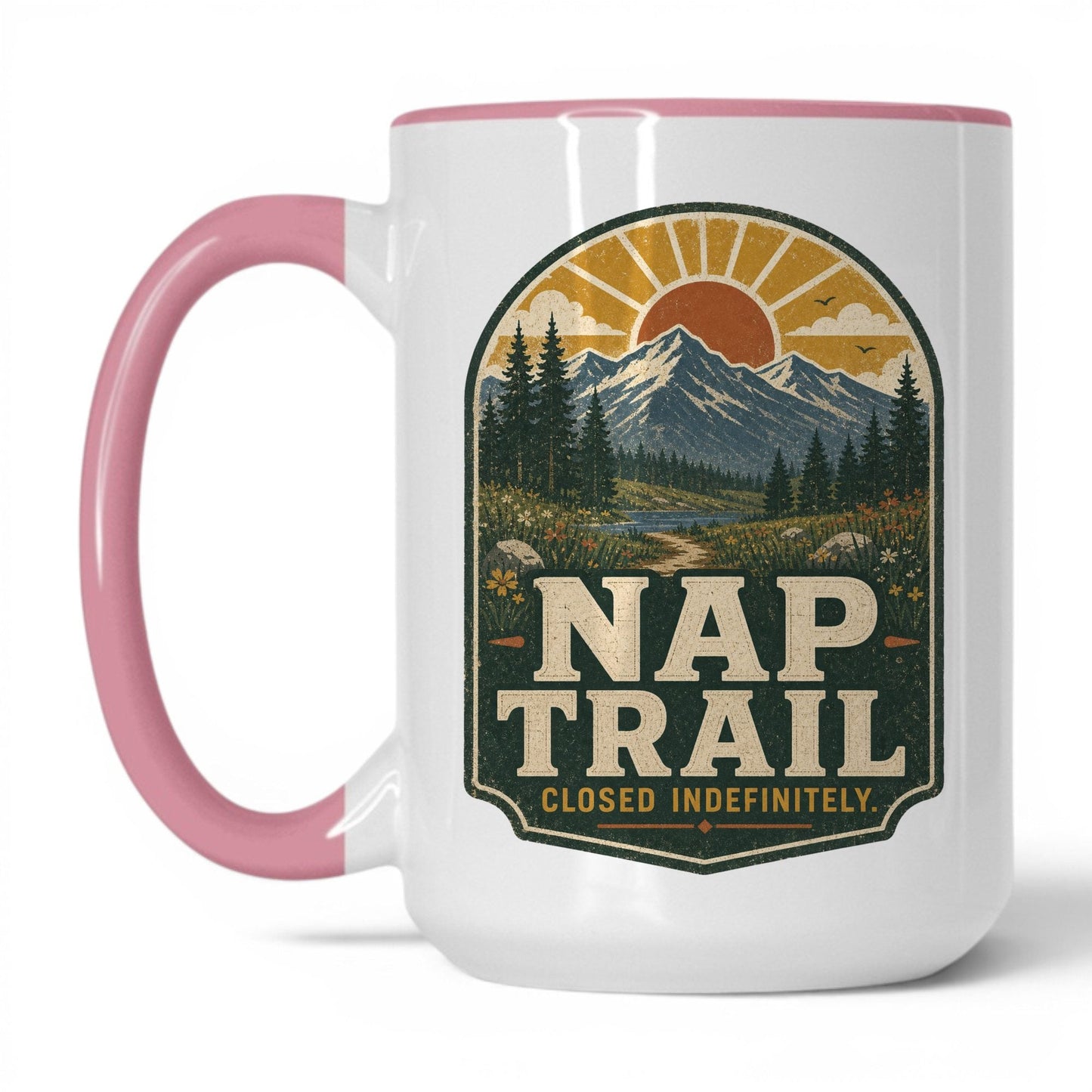 Nap Trail Mug – 15oz White/Pink Mug