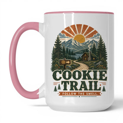 Cookie Trail Mug – 15oz White/Pink Mug
