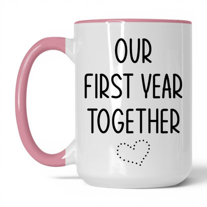 Our First Year Together Mug – 15oz White/Pink Mug