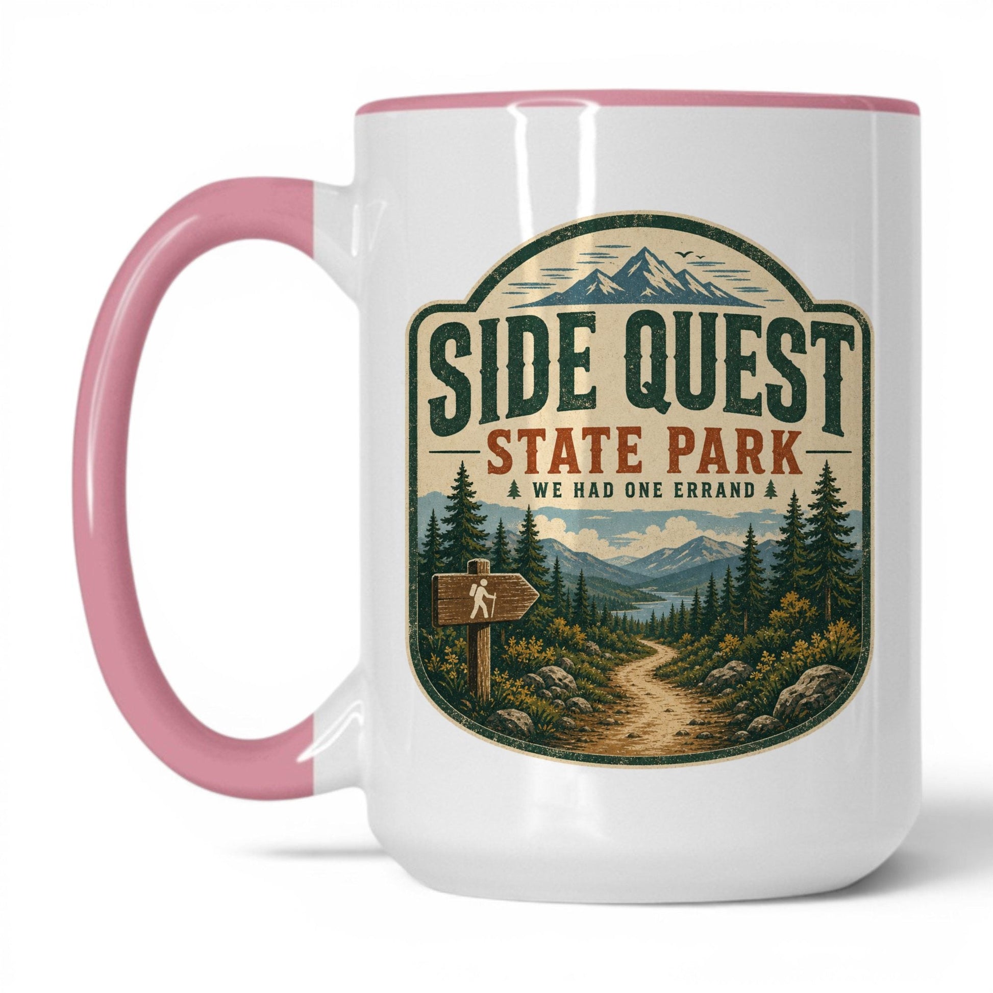 Side Quest State Park Coffee Mug – 15oz White/Pink Mug