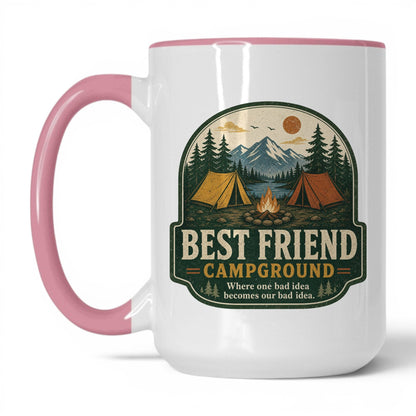 Best Friend Campground Mug – 15oz White/Pink Mug