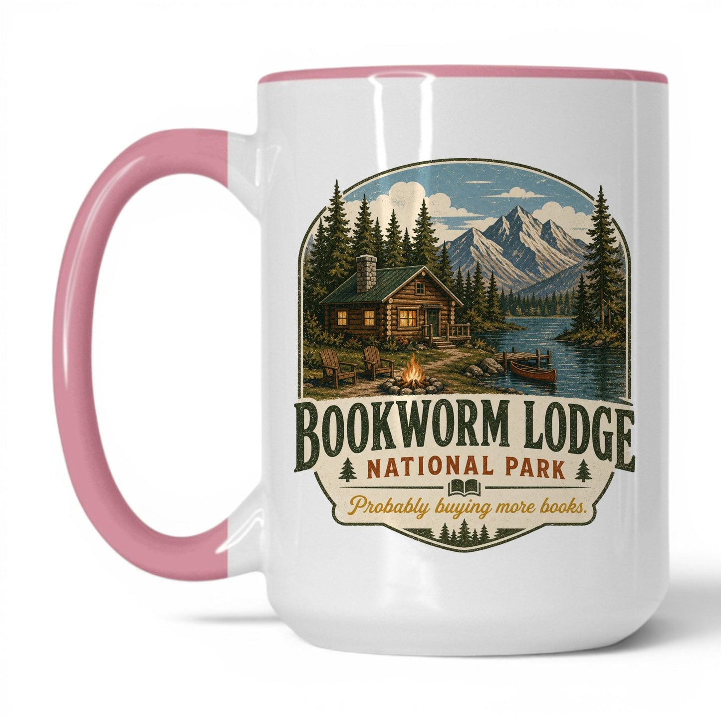 Bookworm Lodge National Park Mug – 15oz White/Pink Mug