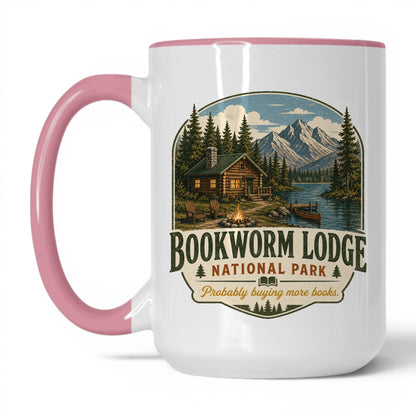Bookworm Lodge National Park Mug – 15oz White/Pink Mug