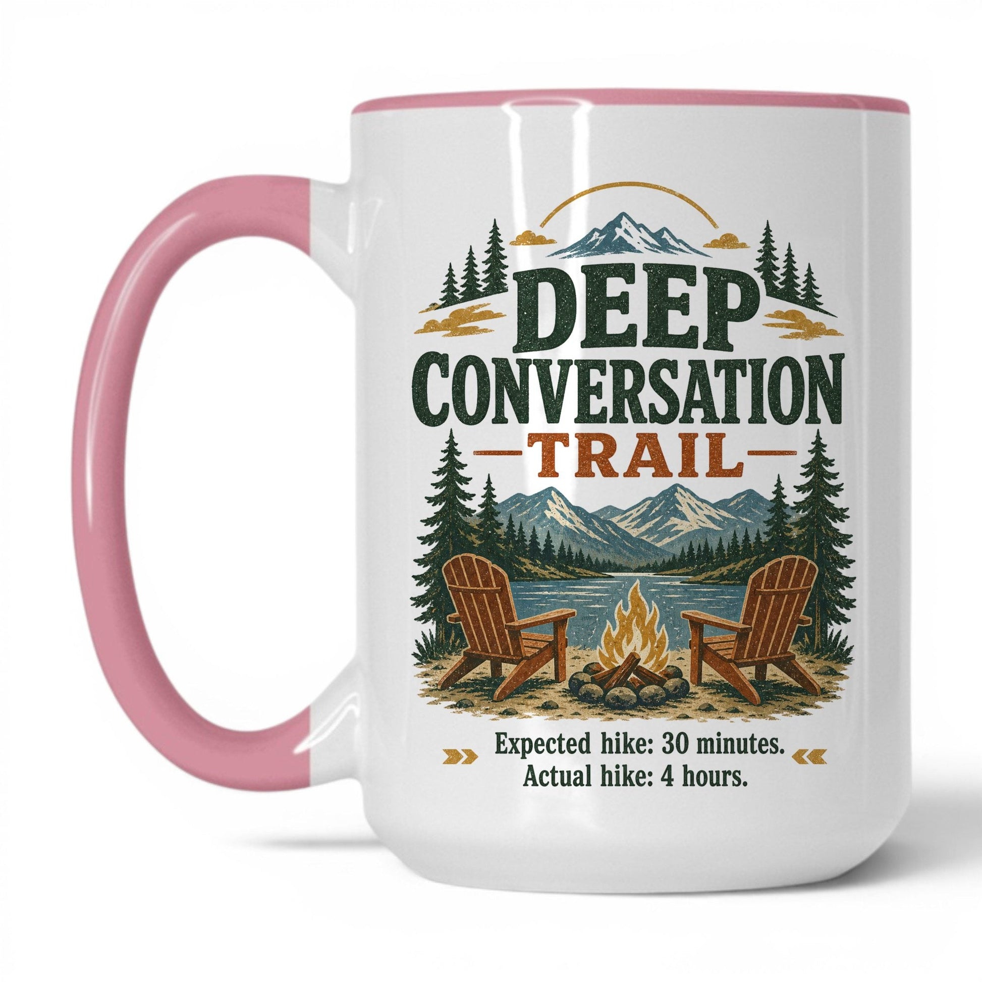 Deep Conversation Trail Mug – 15oz White/Pink Mug