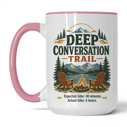 Deep Conversation Trail Mug – 15oz White/Pink Mug