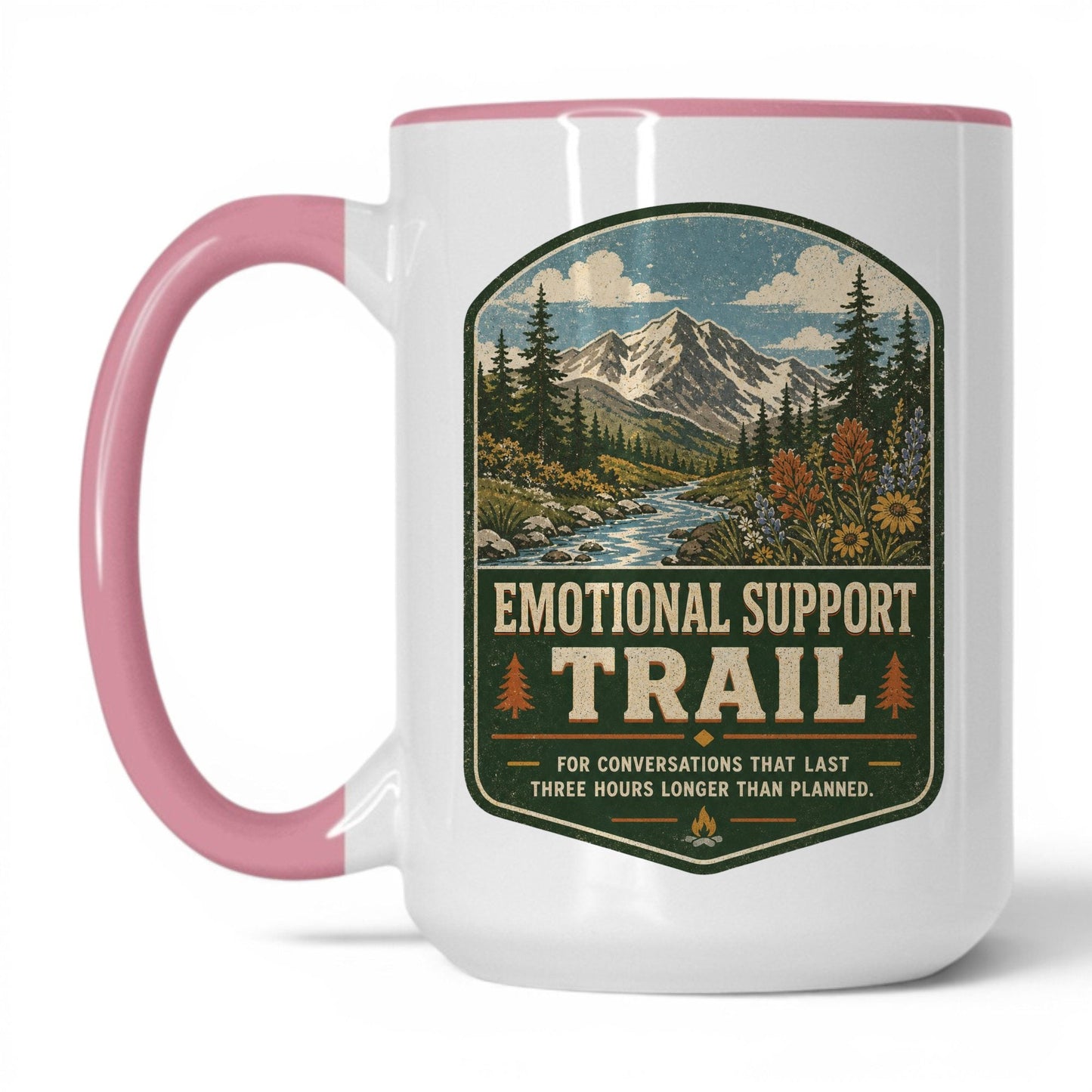 Emotional Support Trail Mug – 15oz White/Pink Mug