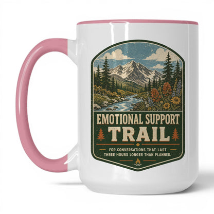 Emotional Support Trail Mug – 15oz White/Pink Mug