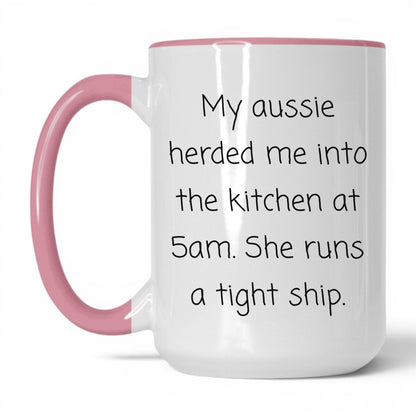 Australian Shepherd Dog Mom Mug – 15oz White/Pink Mug