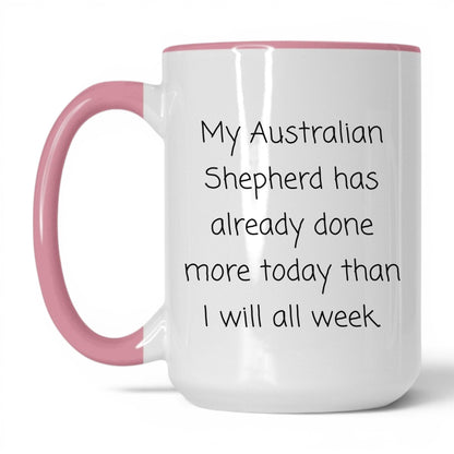 Australian Shepherd Dog Lover Mug – 15oz White/Pink Mug
