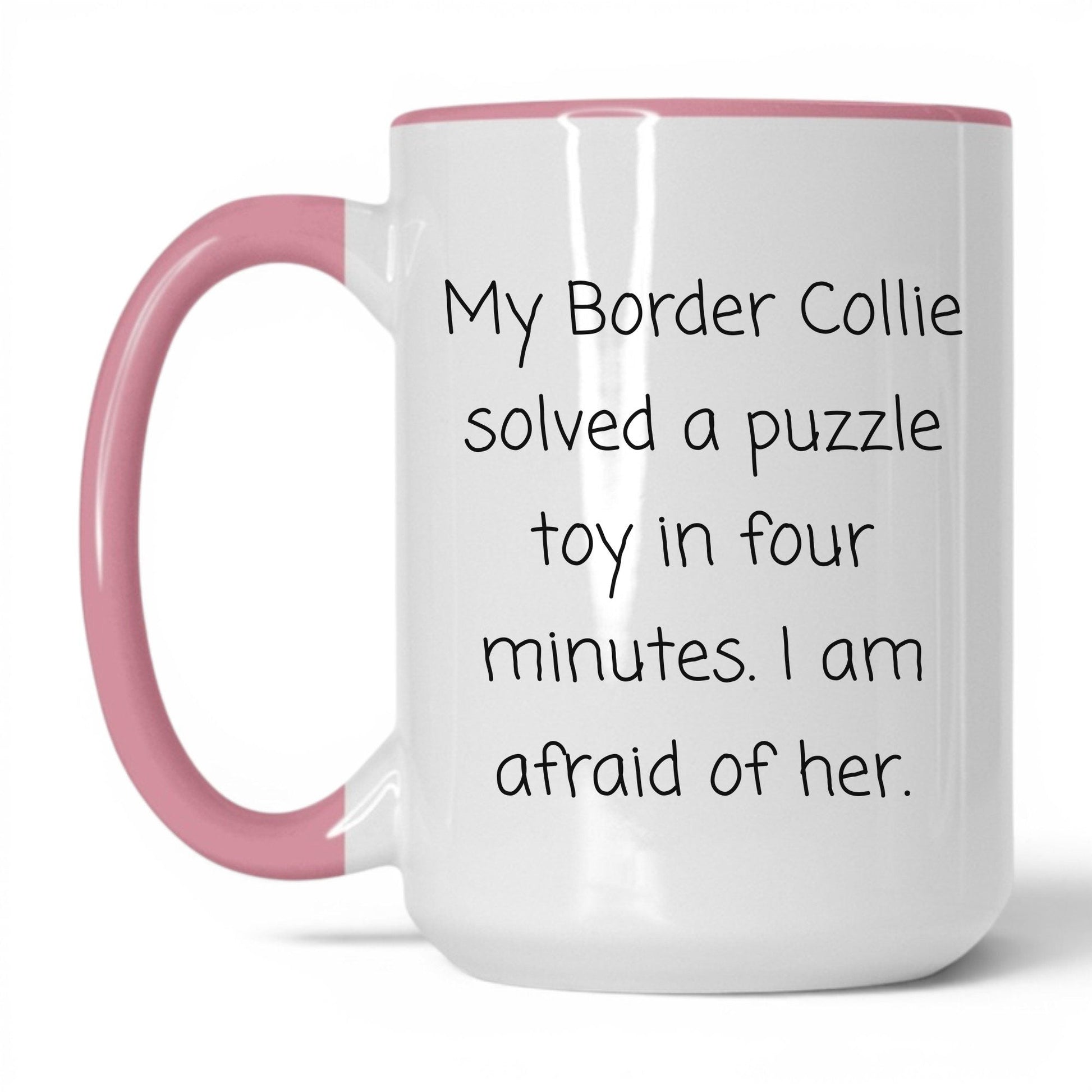 Border Collie Dog Mom Mug – 15oz White/Pink Mug