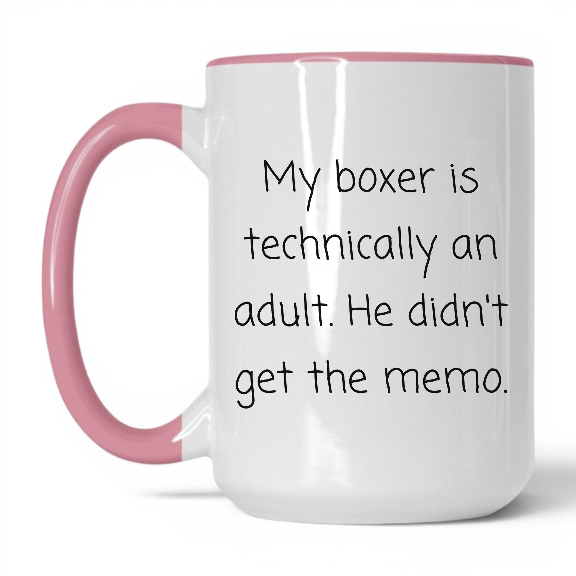 Boxer Dog Lover Mug – 15oz White/Pink Mug