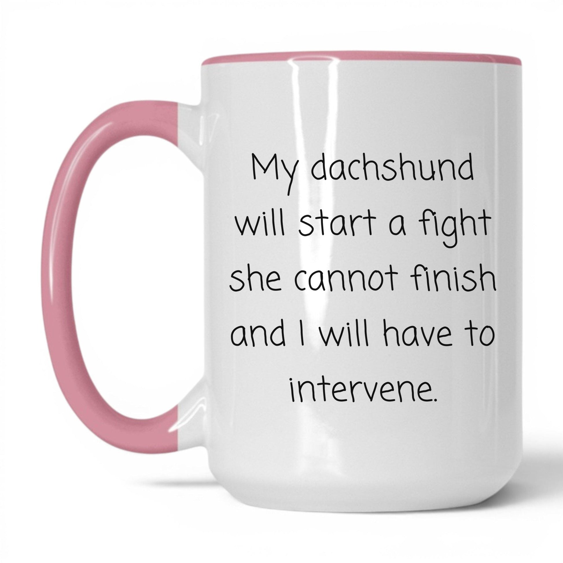 Feisty Doxie Mug – 15oz White/Pink Mug