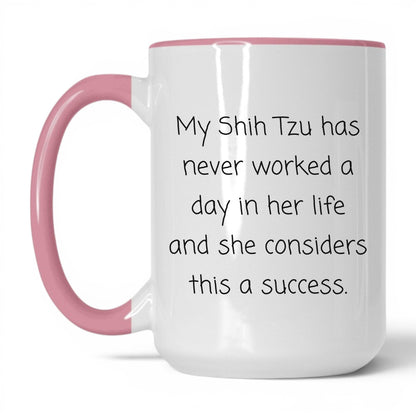 Shih Tzu Dog Mom Mug – 15oz White/Pink Mug