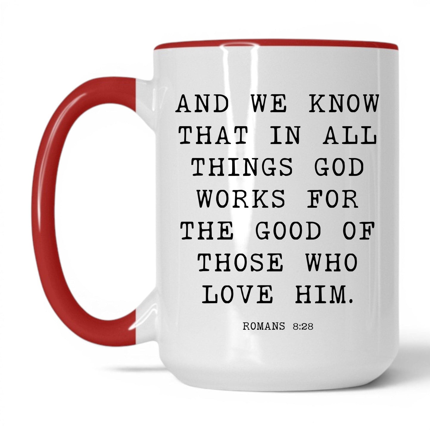 All Things Work for Good Mug – 15oz White/Red Mug