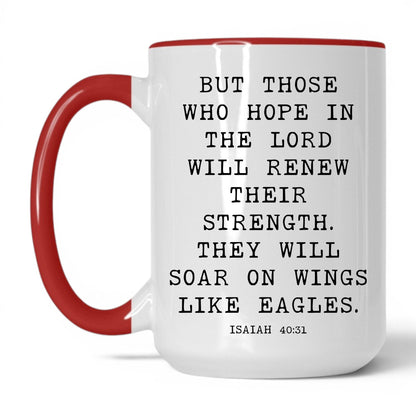 Wings Like Eagles Mug – 15oz White/Red Mug