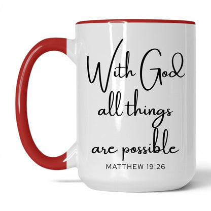 With God All Things Possible Mug – 15oz White/Red Mug