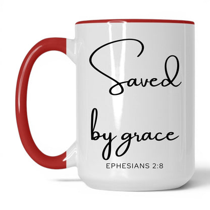 Saved by Grace Mug – 15oz White/Red Mug