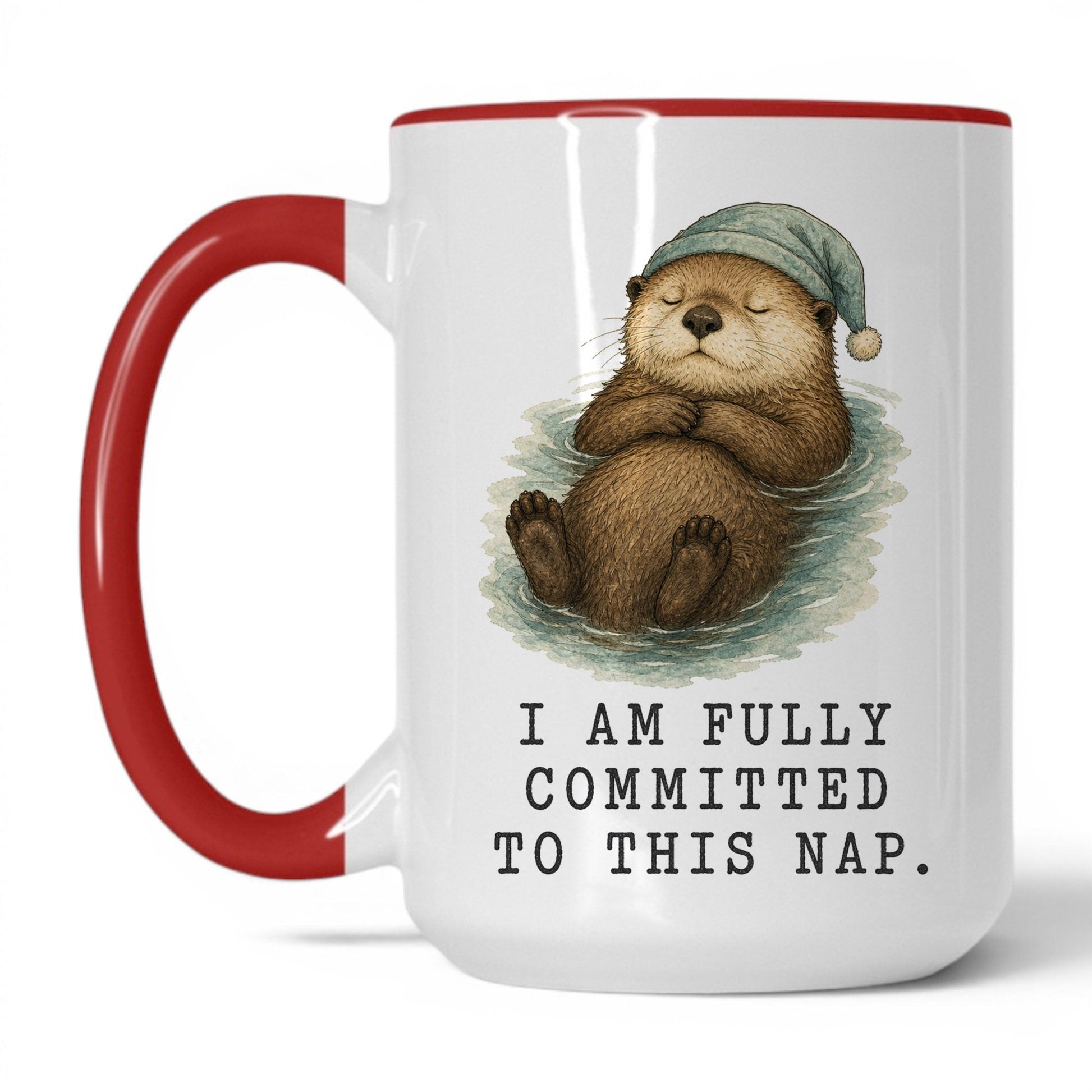 Committed to This Nap Otter Mug – 15oz White Red Mug