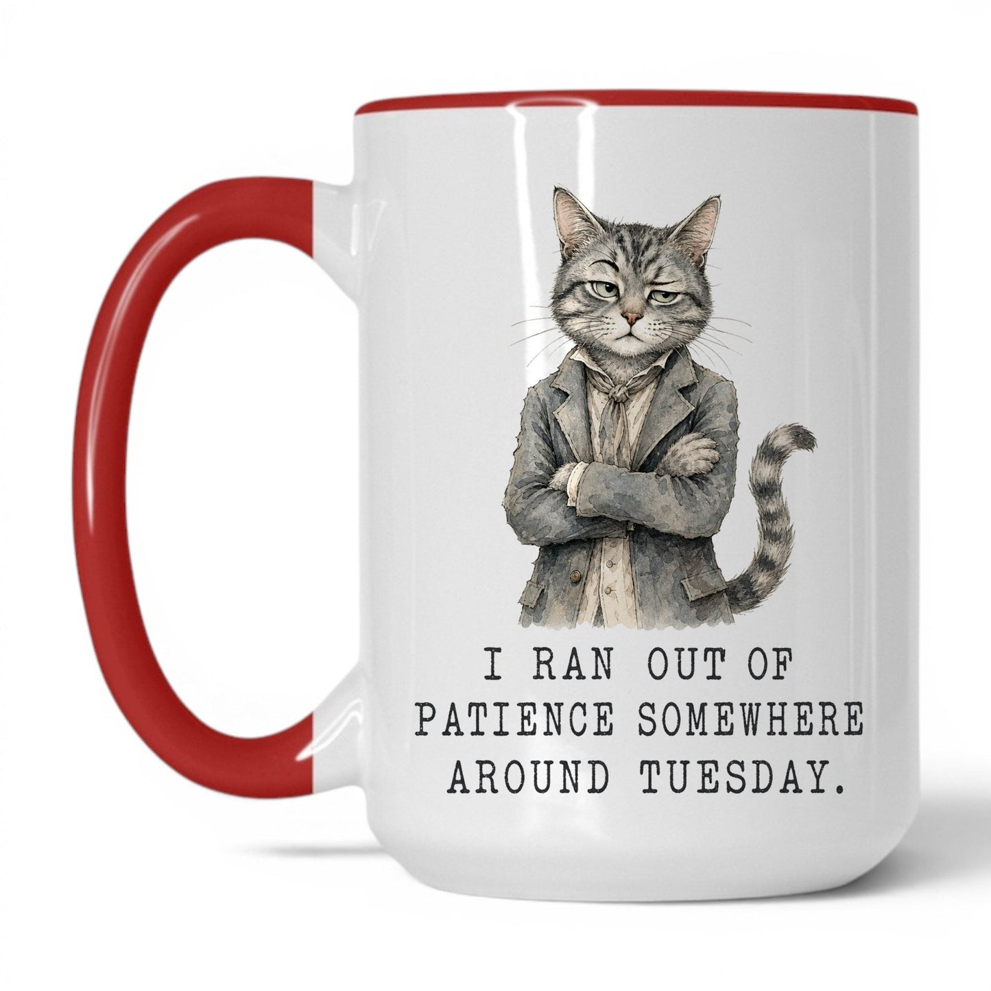 Out of Patience Cat Mug – 15oz White/Red Mug