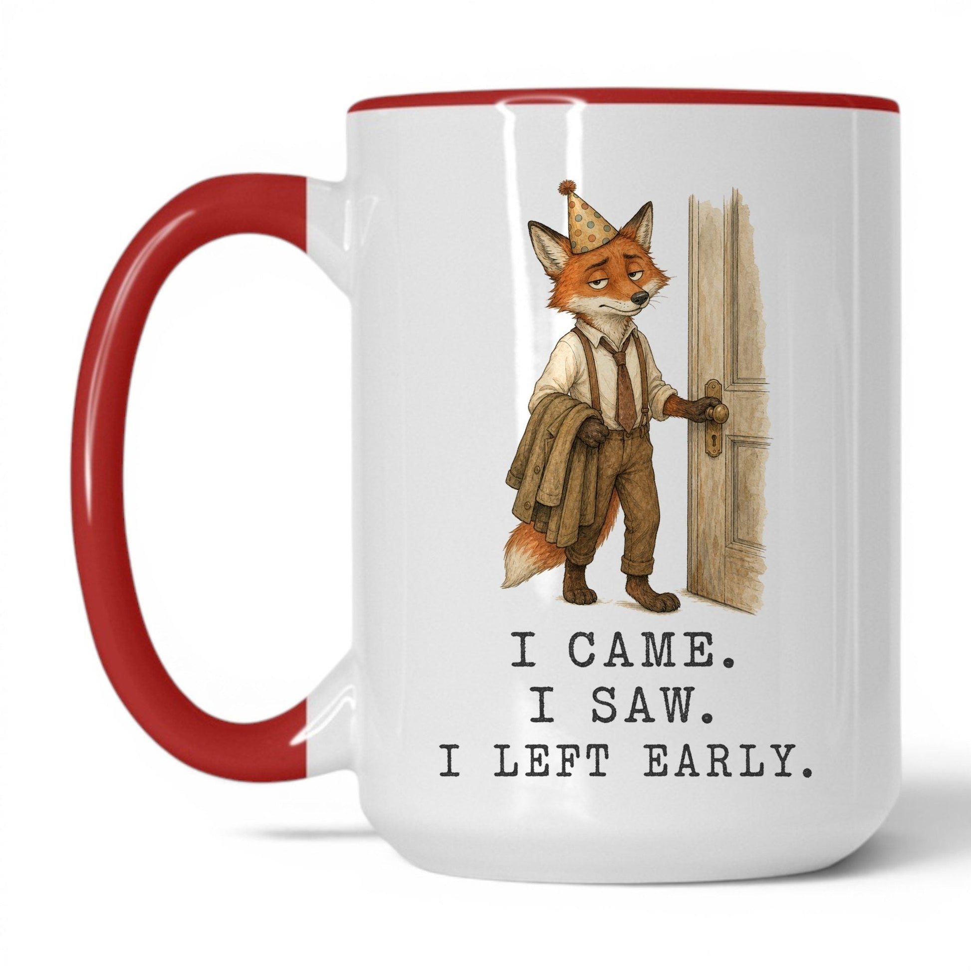 Left the Party Early Fox Mug – 15oz Red Mug