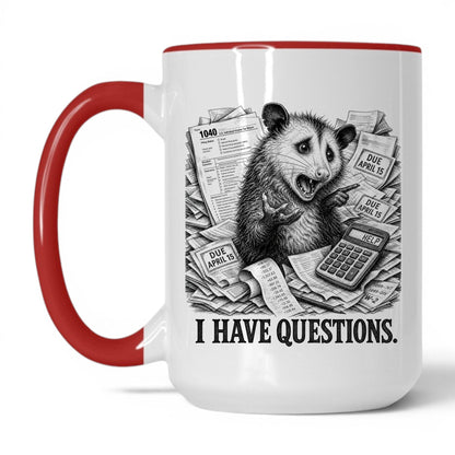 I Have Questions Opossum Coffee Mug