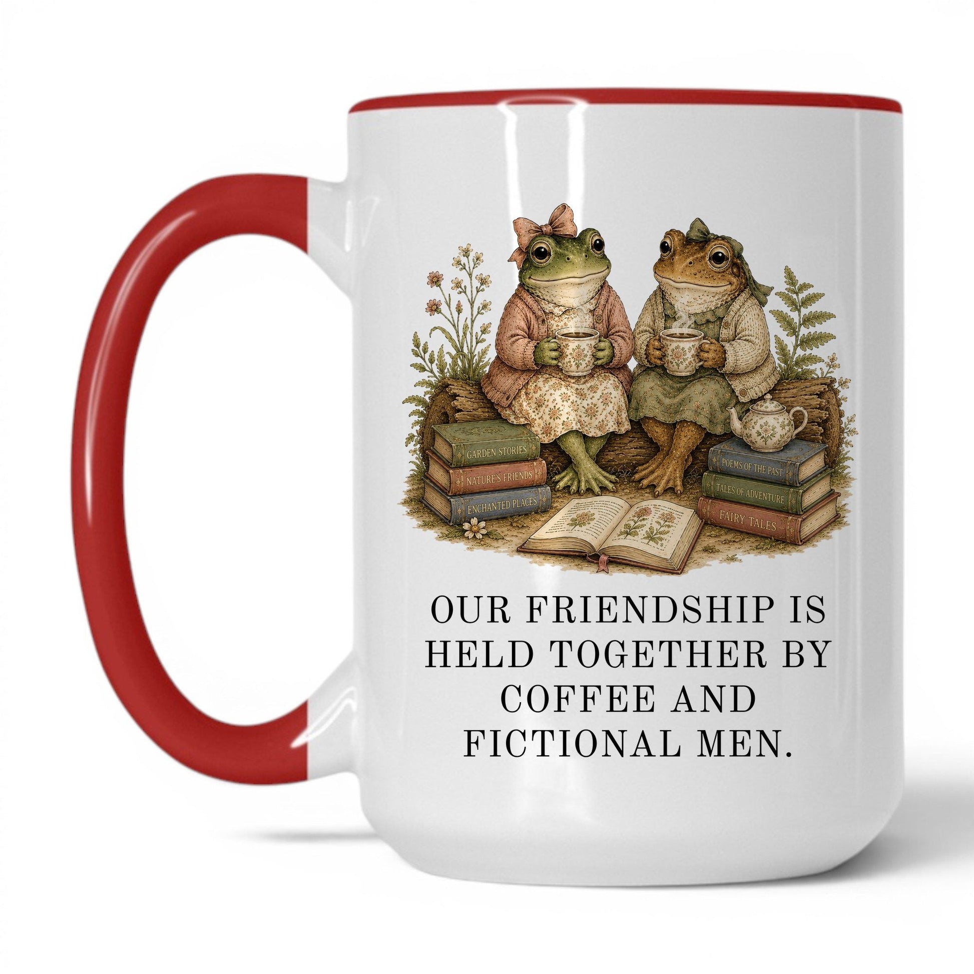 Coffee And Fictional Men Mug – 15oz White/Red Mug