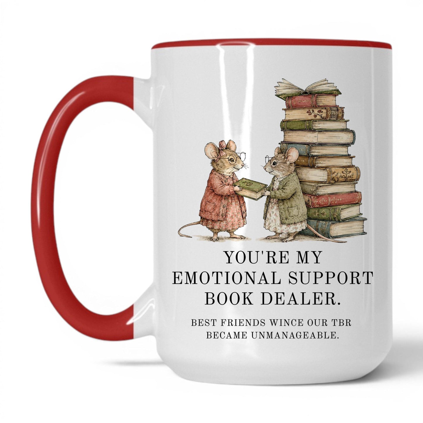 Emotional Support Book Dealer Mug – 15oz White/Red Mug