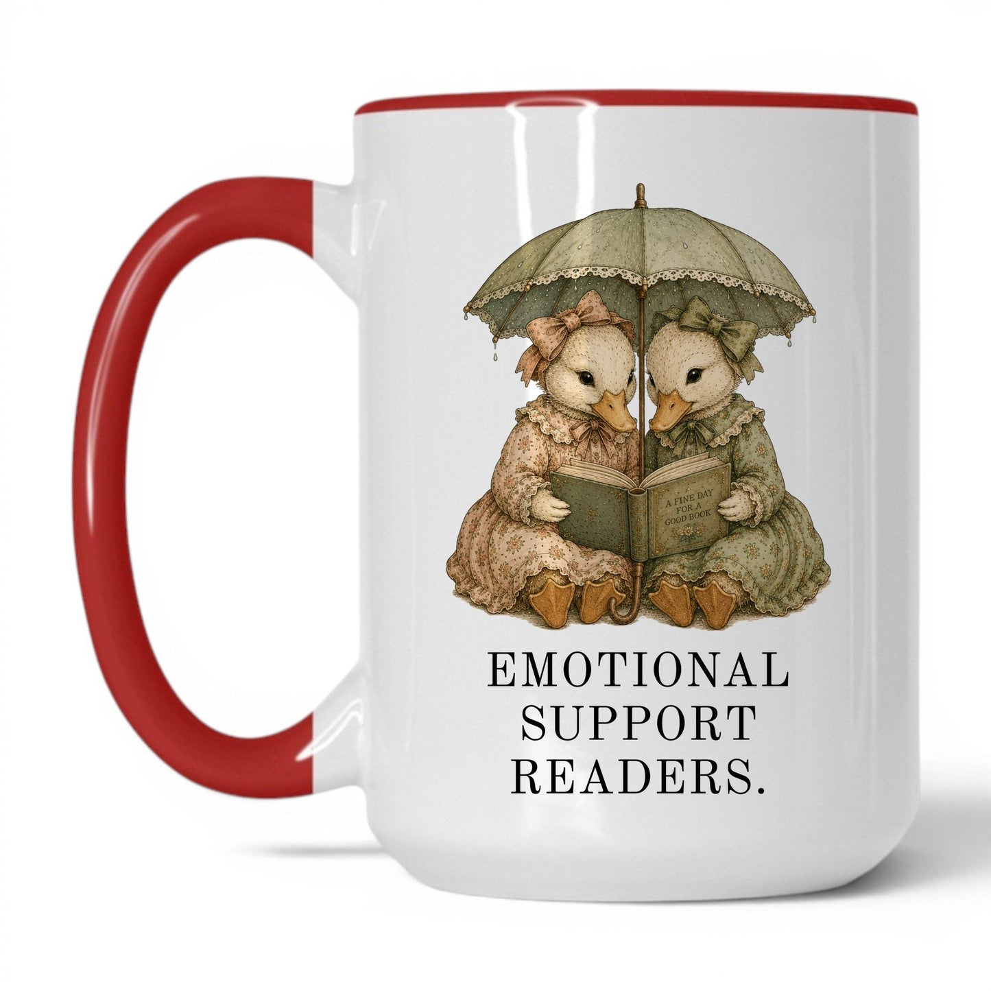 Emotional Support Readers Mug – 15oz White/Red Mug