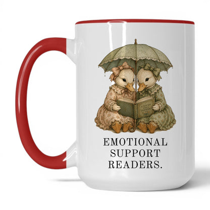 Emotional Support Readers Mug – 15oz White/Red Mug