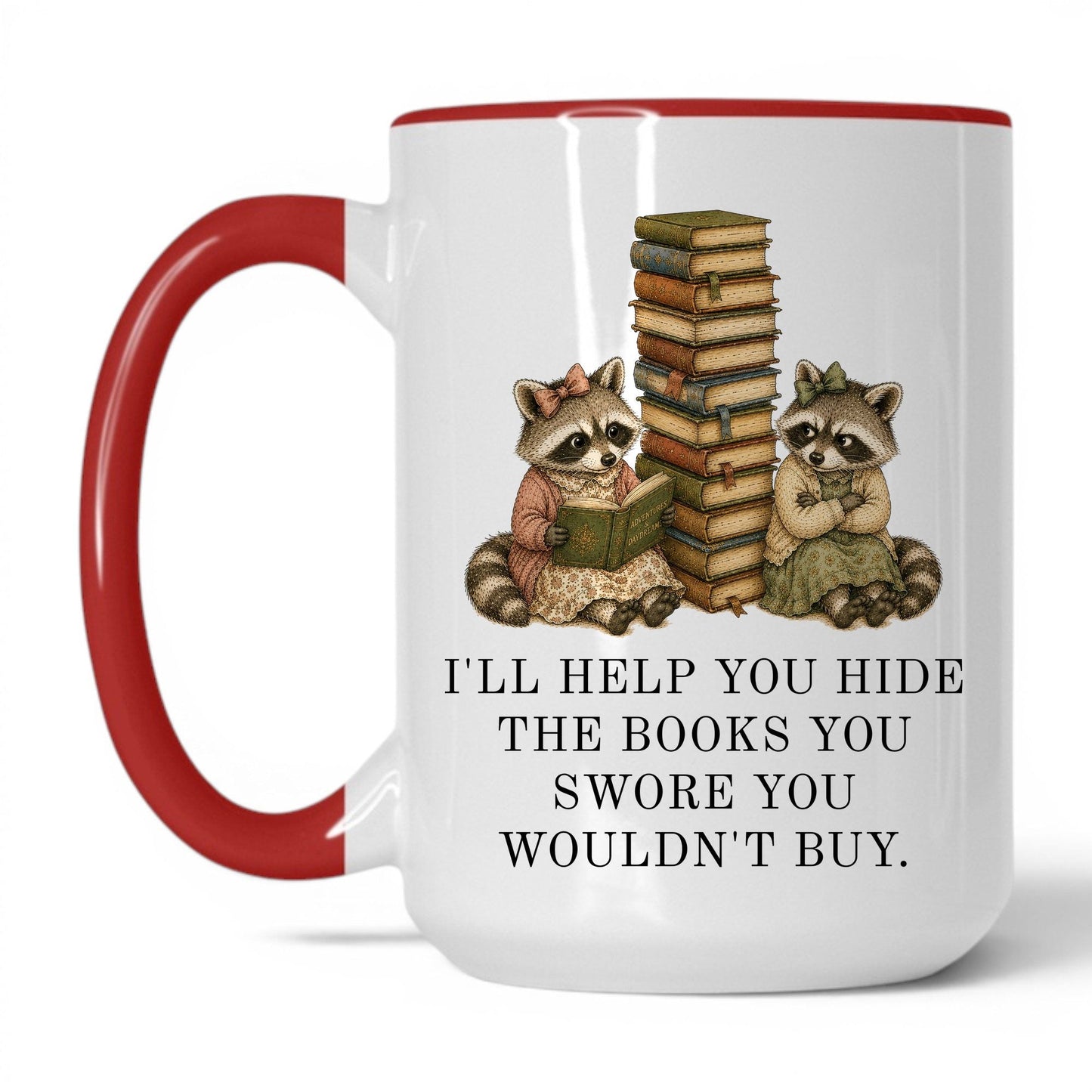 Help You Hide The Books Mug – 15oz White/Red Mug