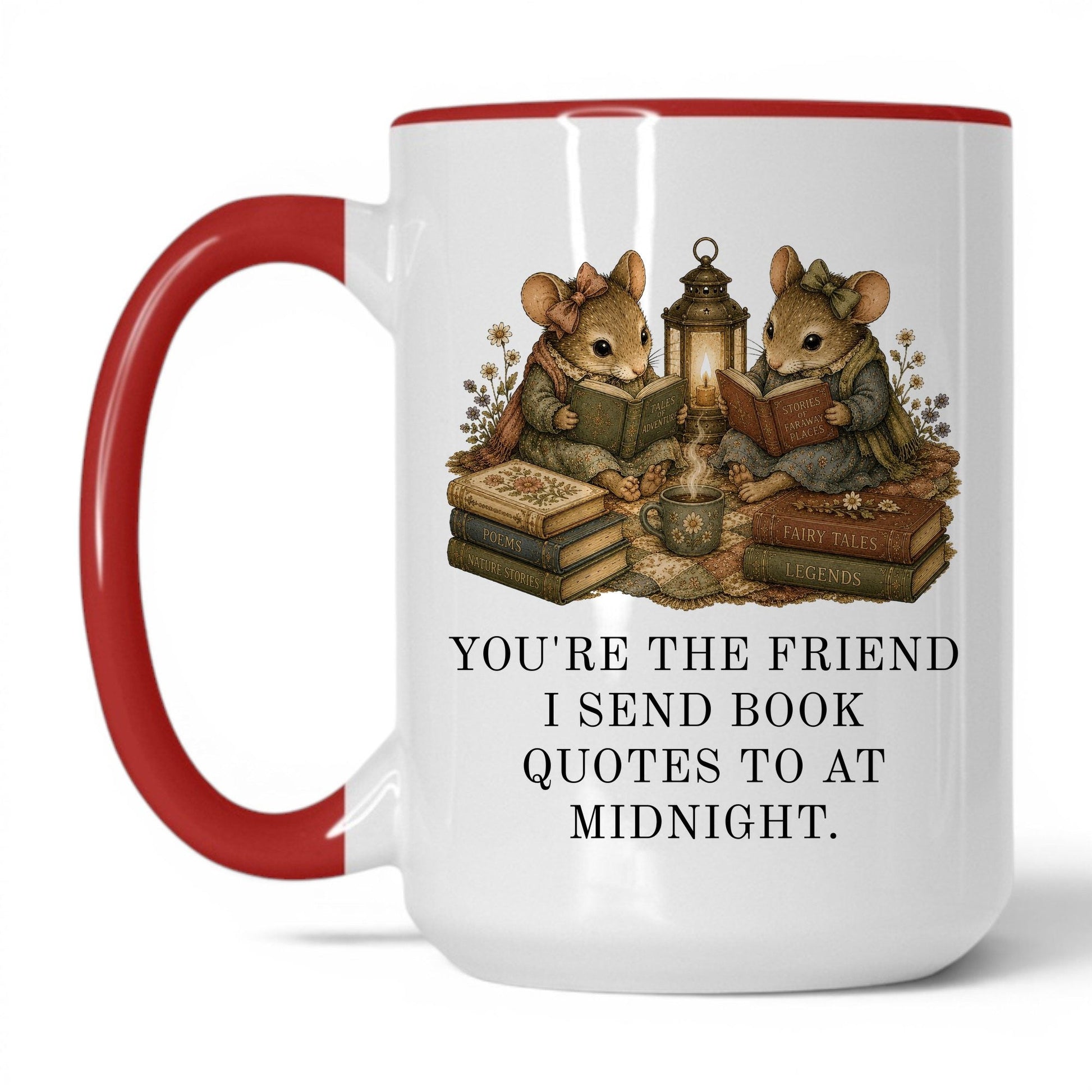 Midnight Book Quotes Mug – 15oz White/Red Mug