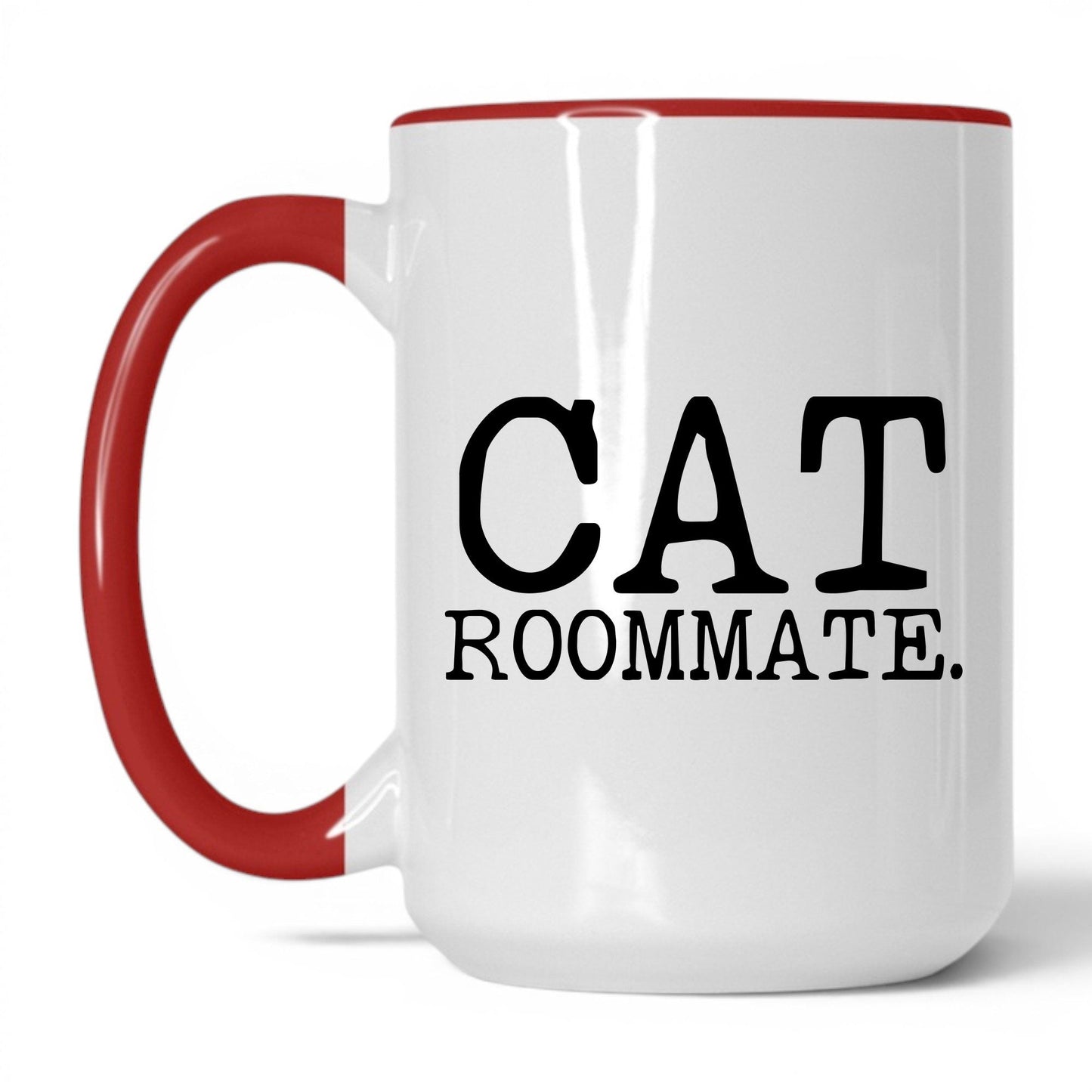 Cat Roommate 15oz white and red coffee mug