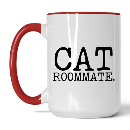 Cat Roommate 15oz white and red coffee mug