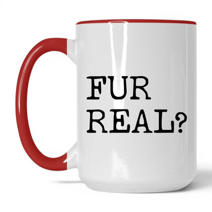 Fur Real 15oz white and red coffee mug