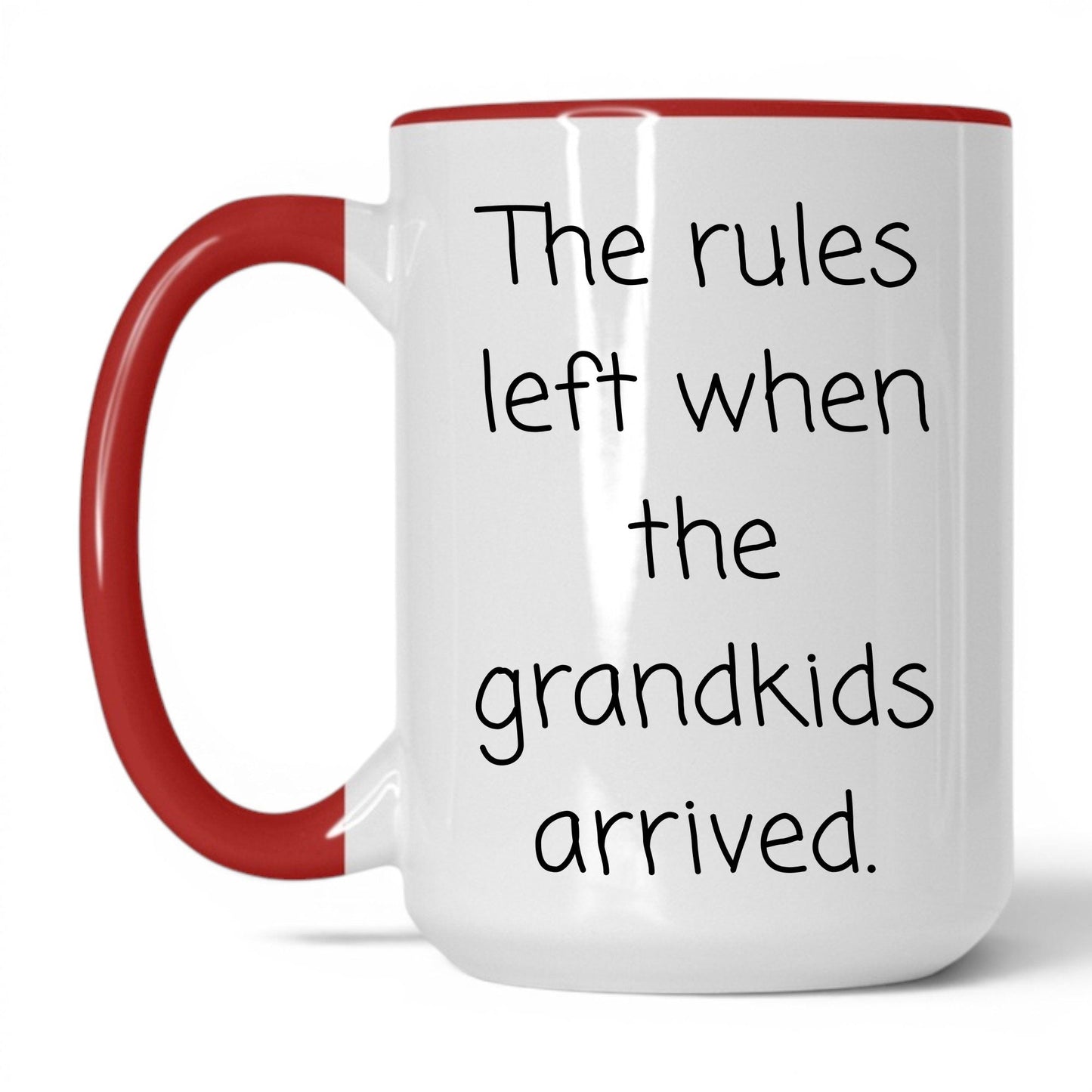 Rules Left When Grandkids Arrived Mug – 15oz White/Red Mug