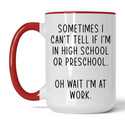 High School or Preschool Mug – 15oz White/Red Mug