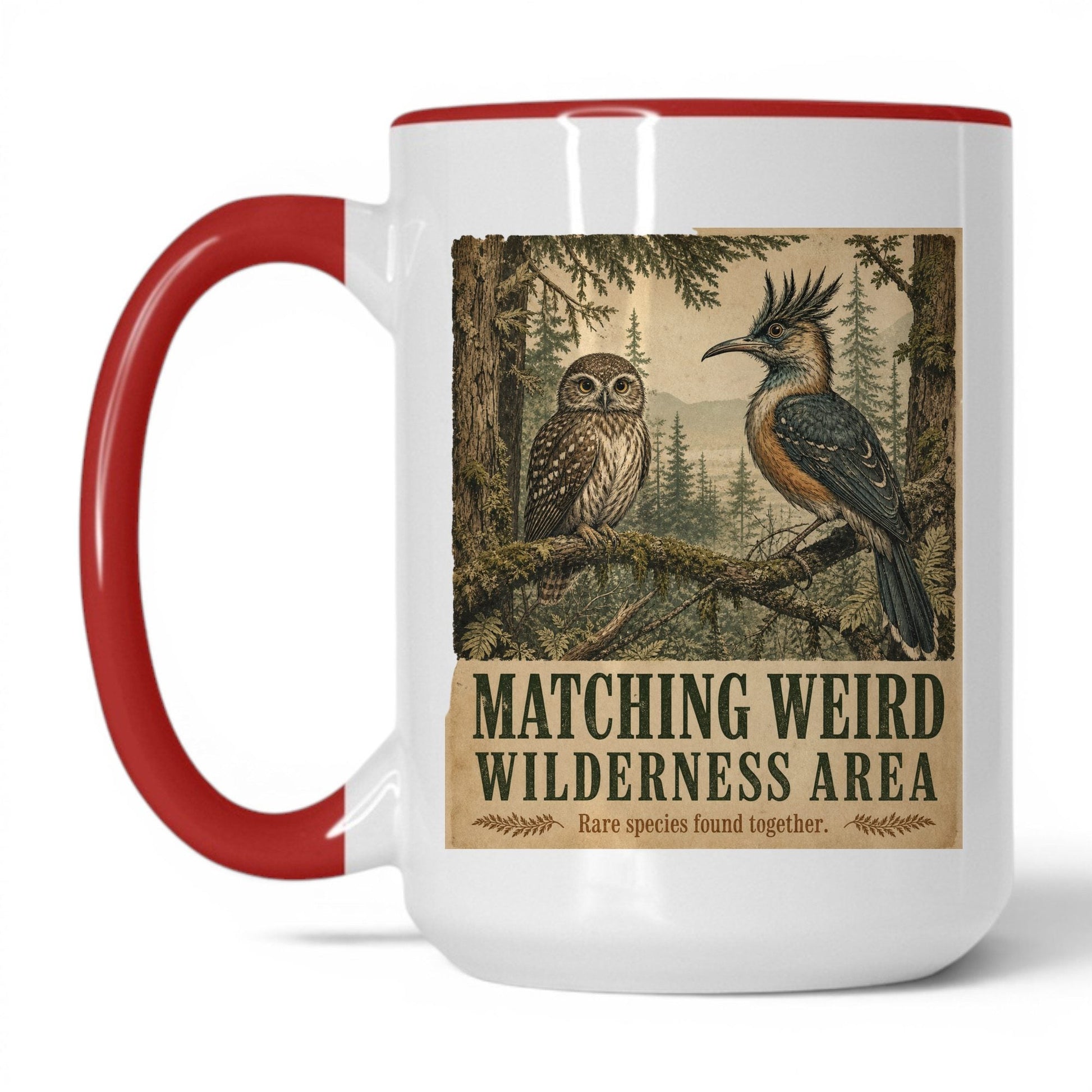 Matching Weird Wilderness Area Mug – 15oz White/Red Mug
